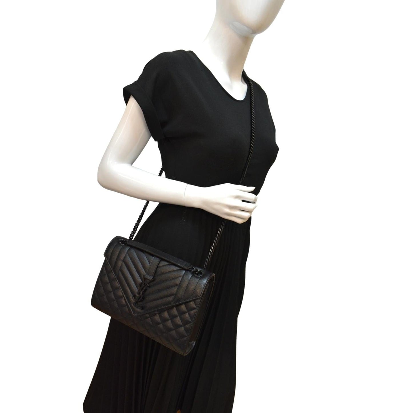 Saint Laurent Envelope Leather Black Shoulder Bag Style 12