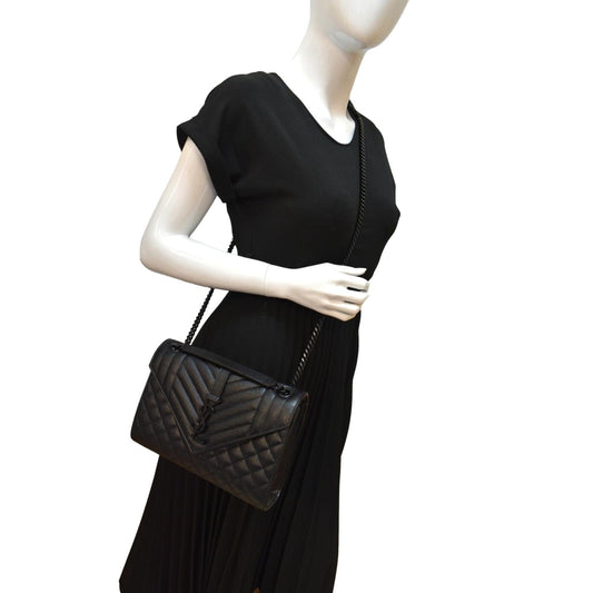 Saint Laurent Envelope Leather Black Shoulder Bag Style 12
