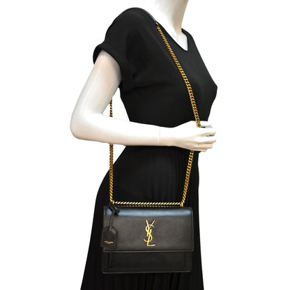 Saint Laurent Sunset Leather Black Shoulder Bag Style 4