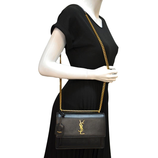 Saint Laurent Sunset Leather Black Shoulder Bag Style 4