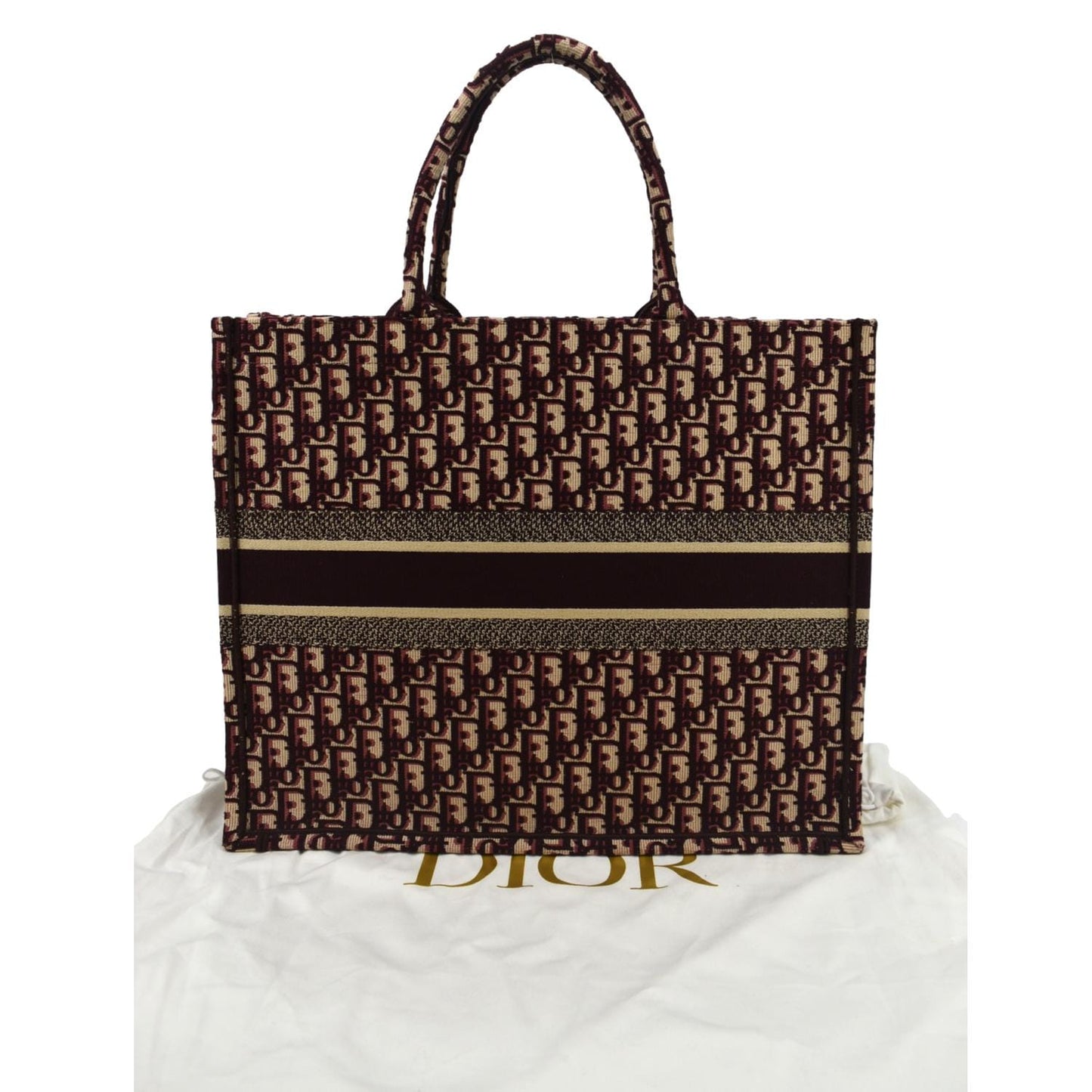 CHRISTIAN DIOR Book Oblique Embroidered Canvas Tote Bag Burgundy - Hot Deals