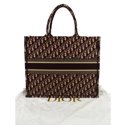 CHRISTIAN DIOR Book Oblique Embroidered Canvas Tote Bag Burgundy - Hot Deals