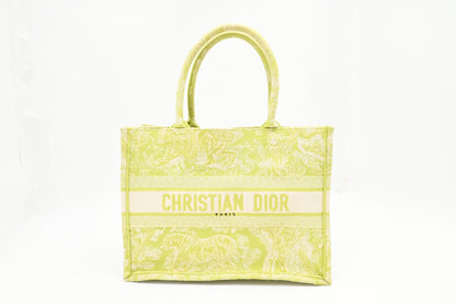 Dior Medium Book Tote in Green Toile de Jouy Sauvage Embroidery