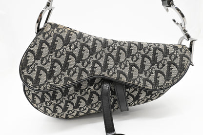 Dior Saddle Bag in Black & White Oblique Canvas