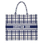 Blue Check'N'Dior Embroidery Book Tote Rented Out