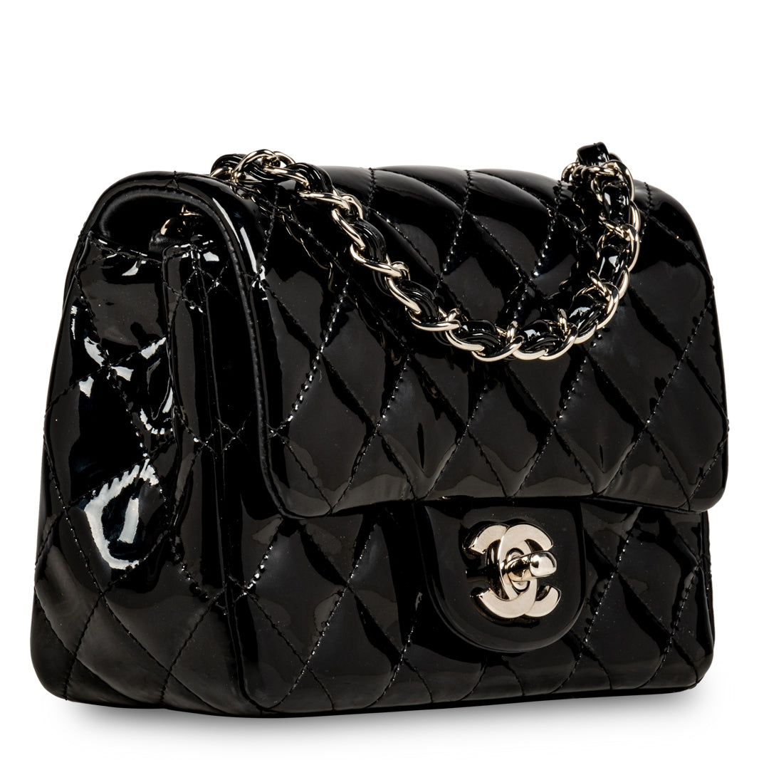 Chanel Classic Flap Patent Leather Black Shoulder Bag Style 11