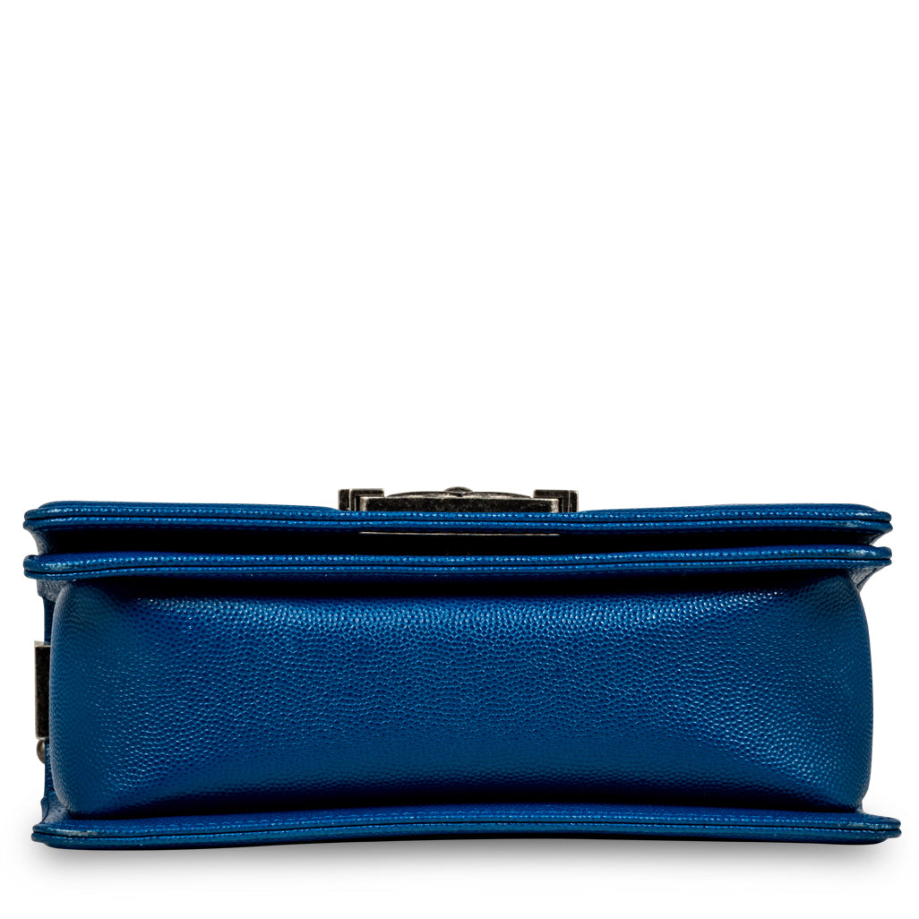 Chanel Boy Bag Caviar Silver Shoulder Bag