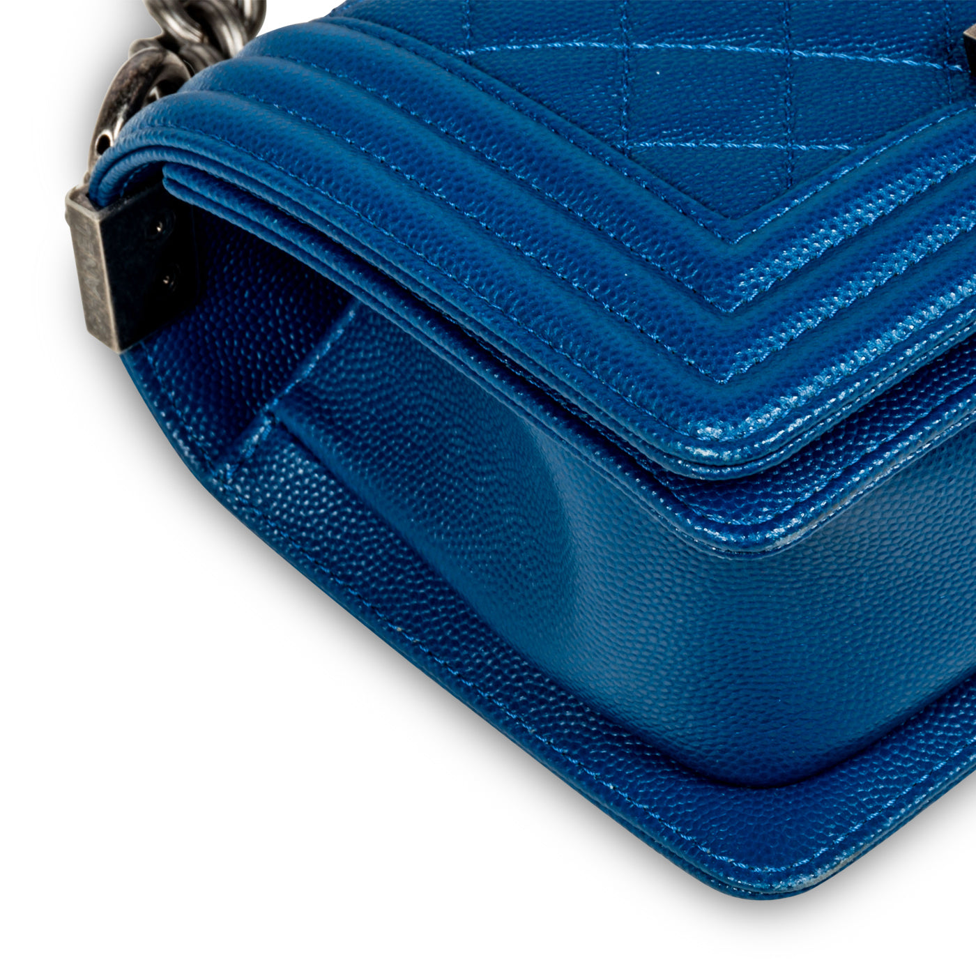 Chanel Boy Bag Caviar Silver Shoulder Bag