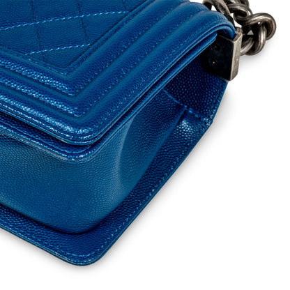 Chanel Boy Bag Caviar Silver Shoulder Bag