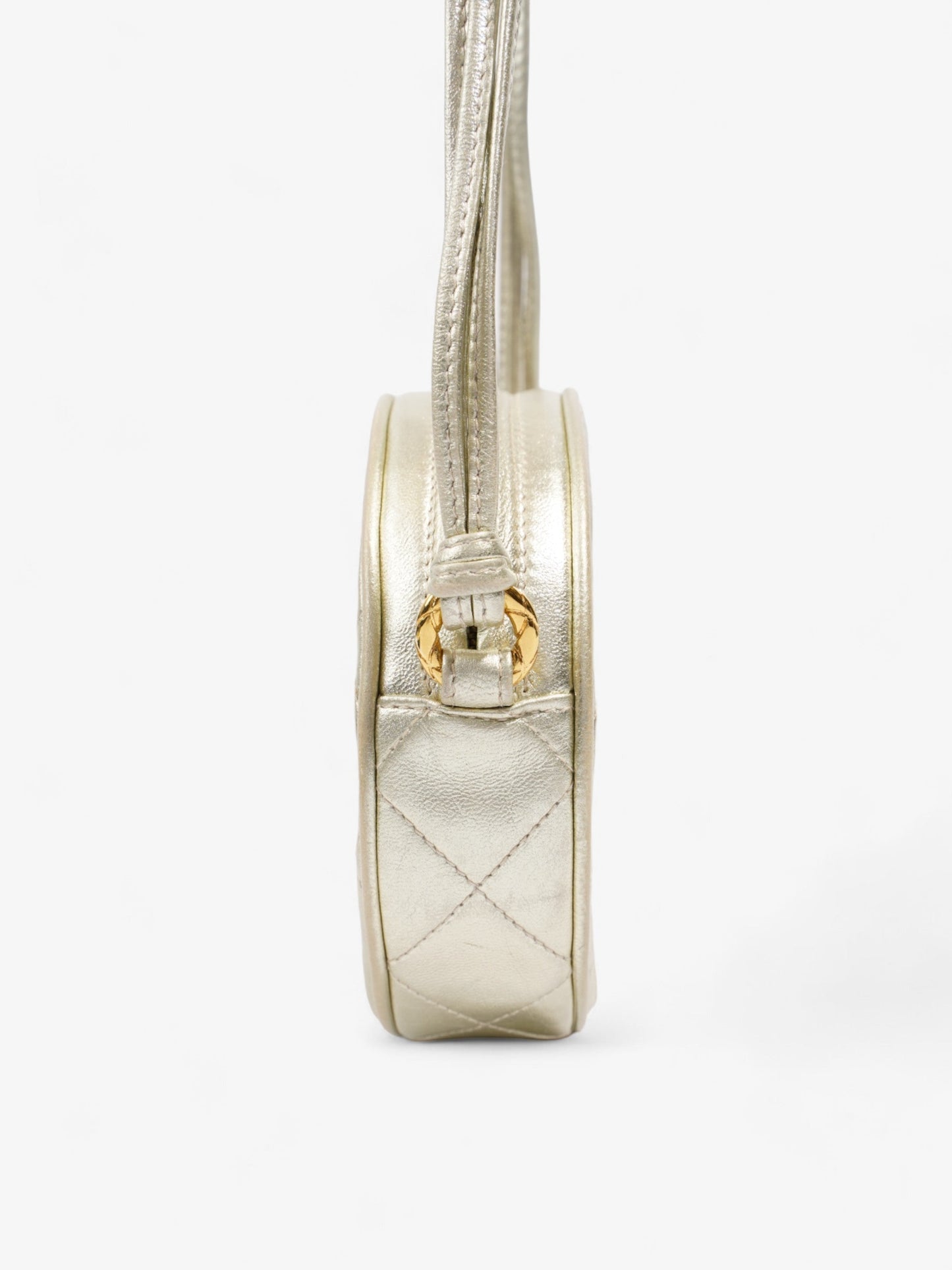 Chanel Round Logo Bag Gold Leather Mini