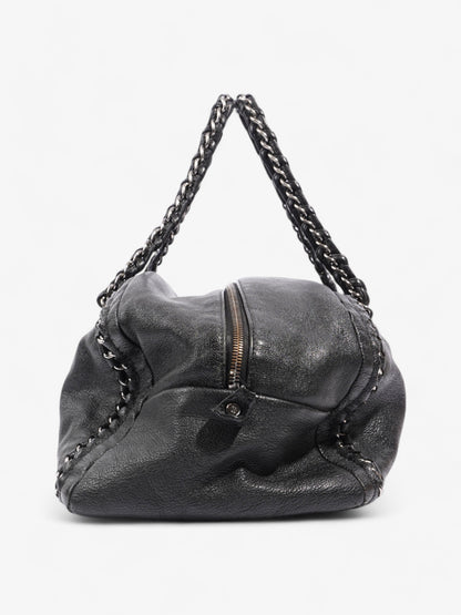 Chanel Luxe Ligne Bowling Bag Black Goatskin Leather Large