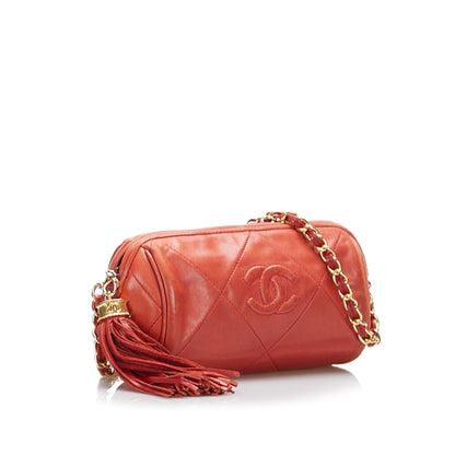 Chanel CC Timeless Crossbody Red Lambskin Gold