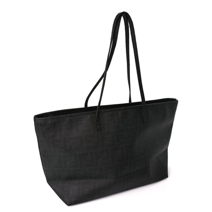 Fendi Zucca Spalmati Small Roll Tote Black