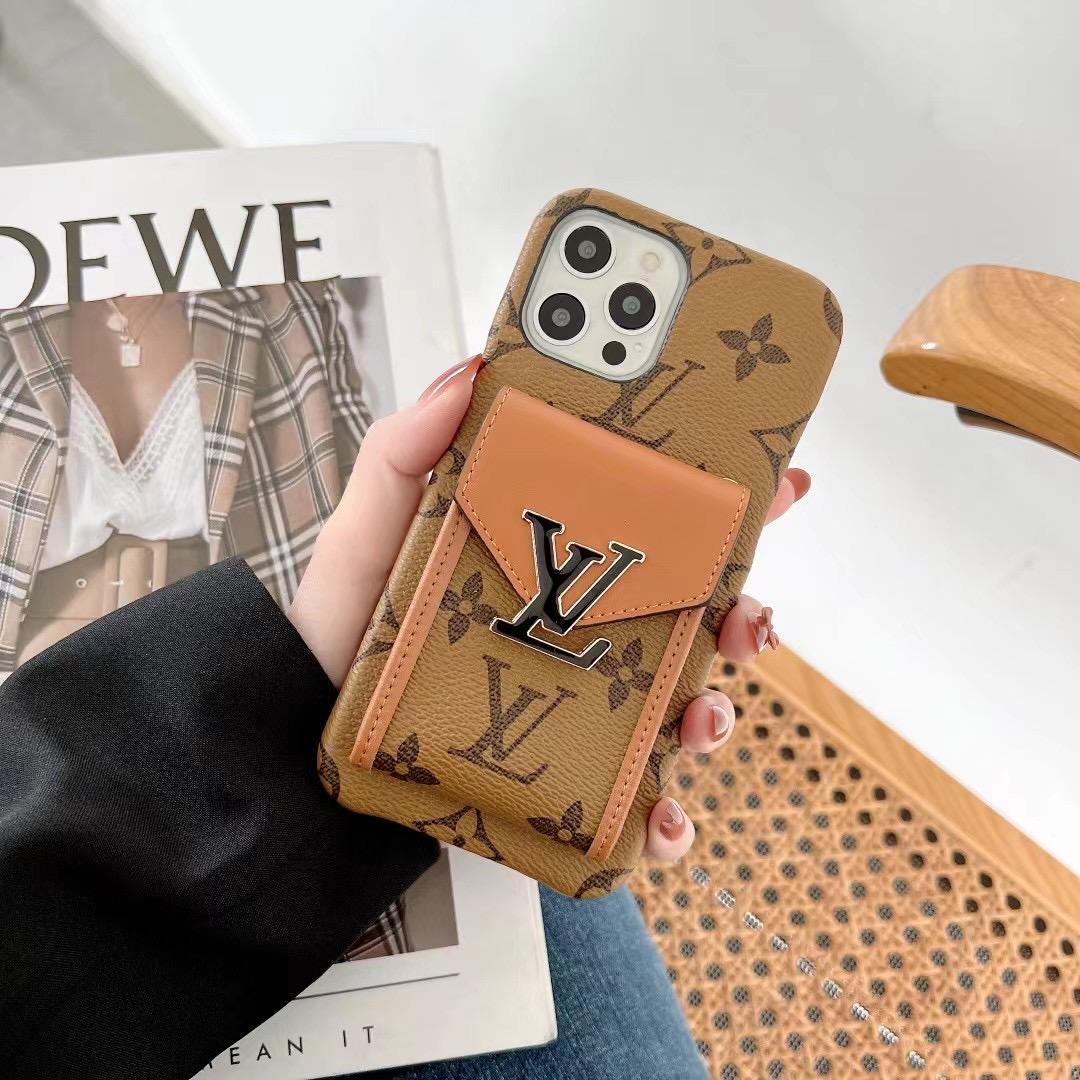 LV Phone Case Card Slot Fashion Leather for iPhone