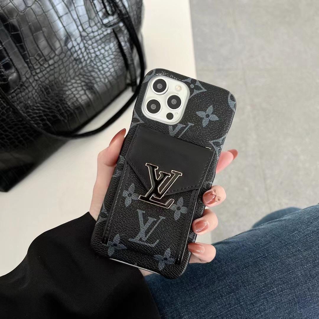 LV Phone Case Card Slot Fashion Leather for iPhone