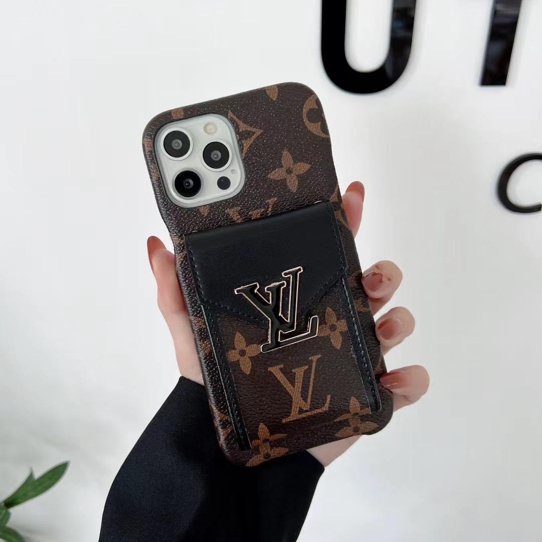 LV Phone Case Card Slot Fashion Leather for iPhone