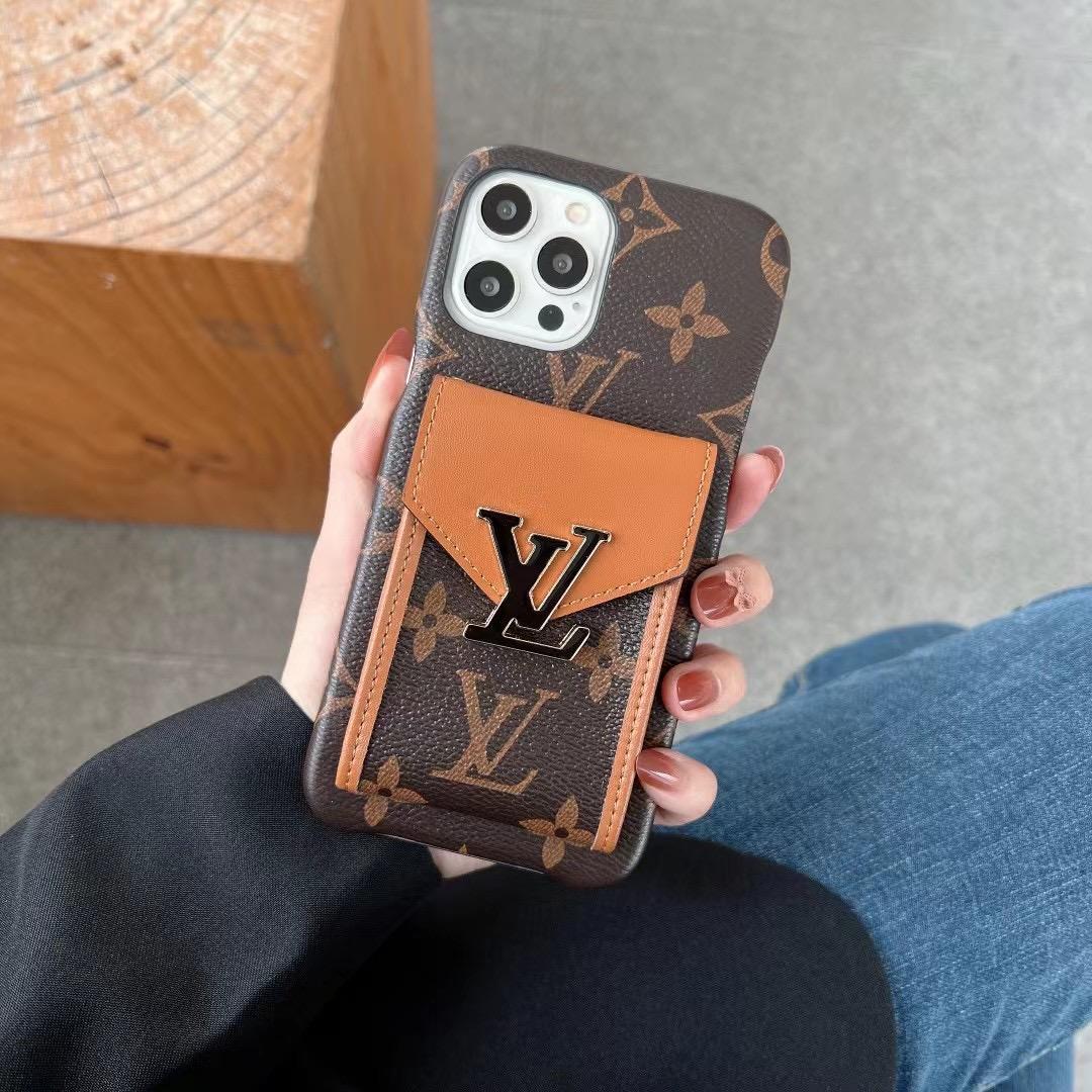 LV Phone Case Card Slot Fashion Leather for iPhone