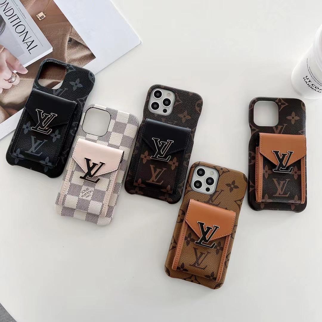 LV Phone Case Card Slot Fashion Leather for iPhone