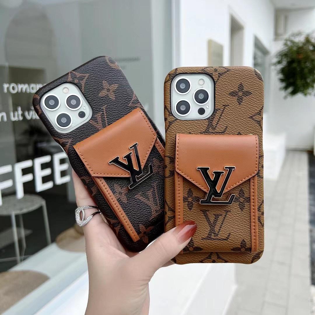 LV Phone Case Card Slot Fashion Leather for iPhone