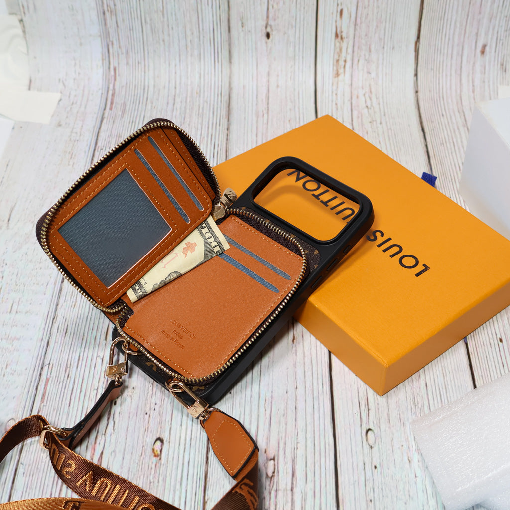 Designer Crossbody Lv Zipped Iphone Case For 17/Pro/Pro Max/Air / 18 Pro / 18 Pro Max