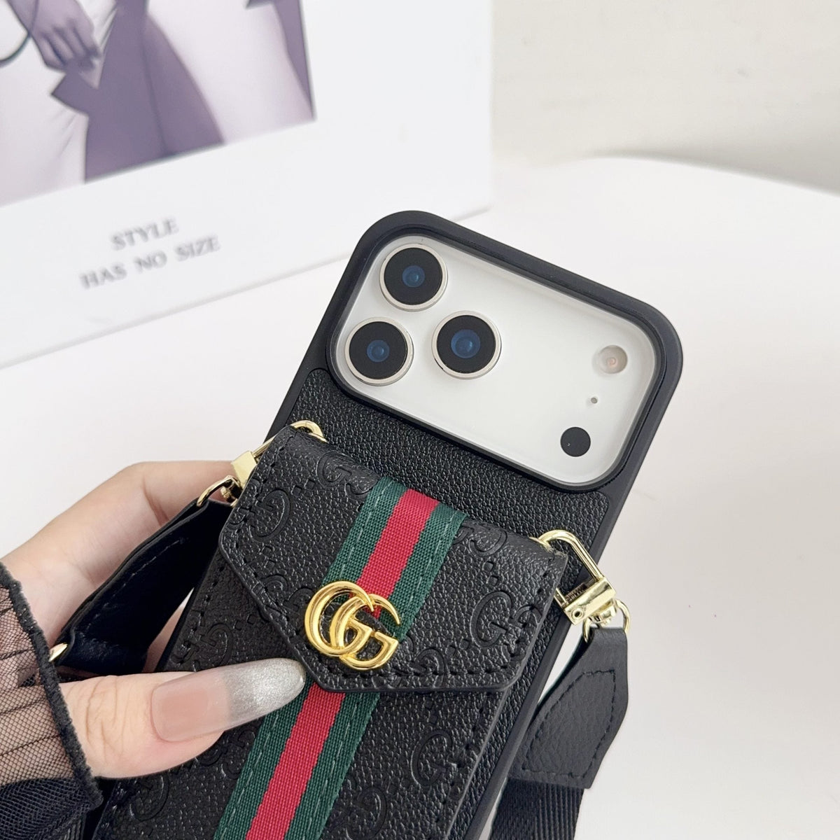 Black Leather Crossbody Designer Iphone 17 Phone Case / 18 Pro / 18 Pro Max