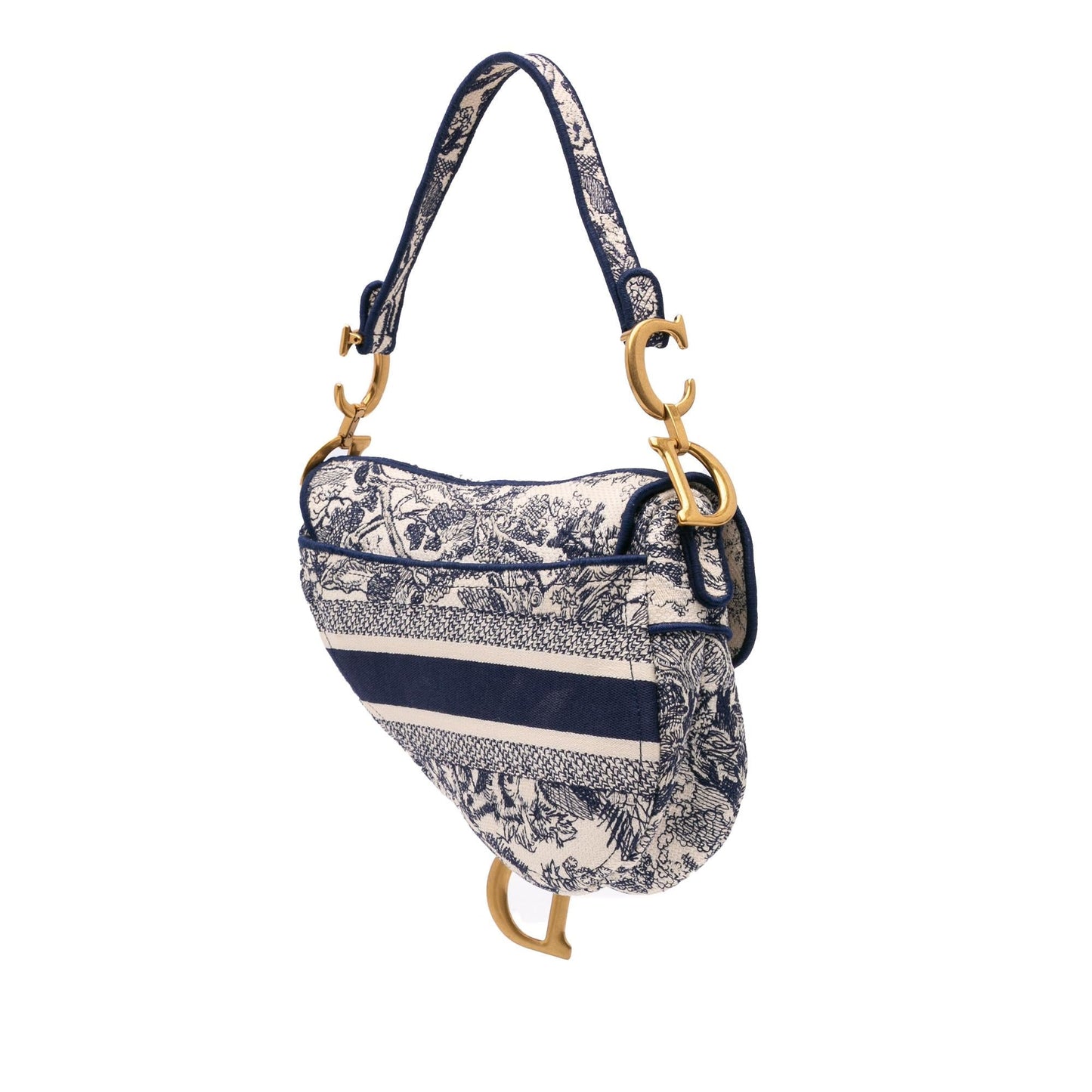 Dior Canvas Embroidered Toile de Jouy Saddle Bag
