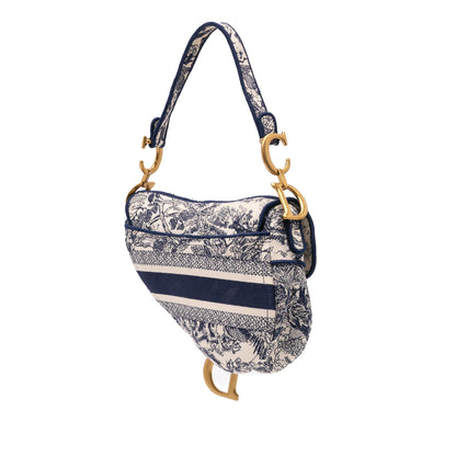 Dior Canvas Embroidered Toile de Jouy Saddle Bag