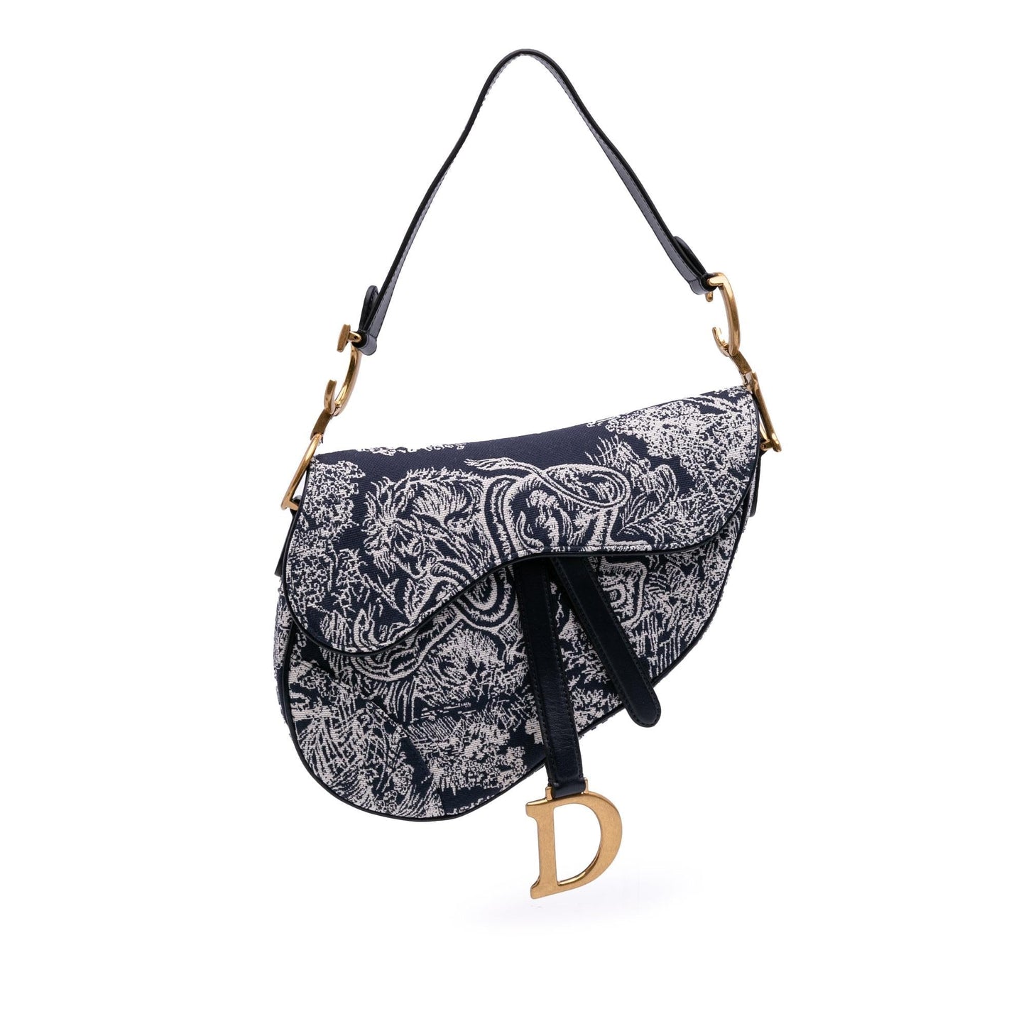 Dior Canvas Reverse Embroidered Toile De Jouy Saddle Bag