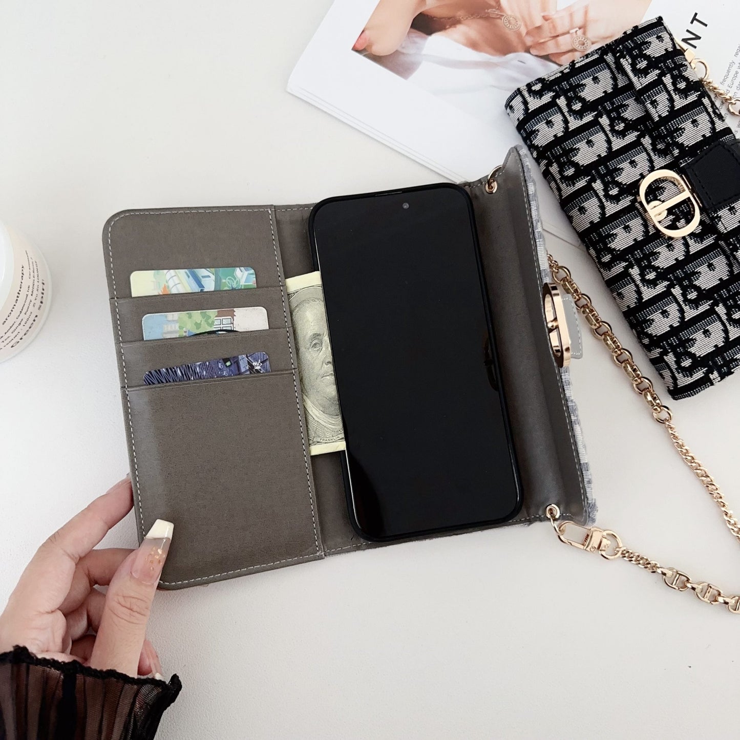 Dior Crossbody Wallet Phone Case Mini Bag for iPhone