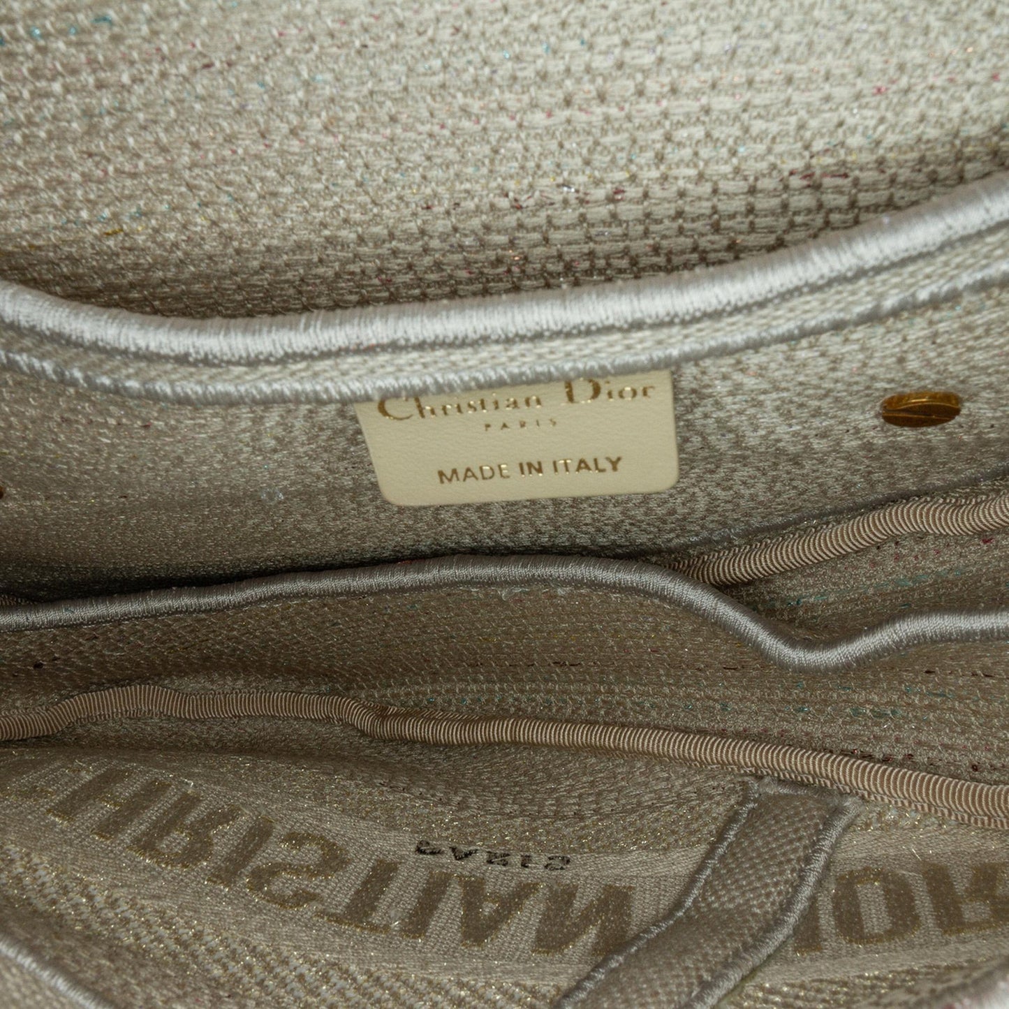 Dior Embroidered Canvas Stripes Saddle Bag
