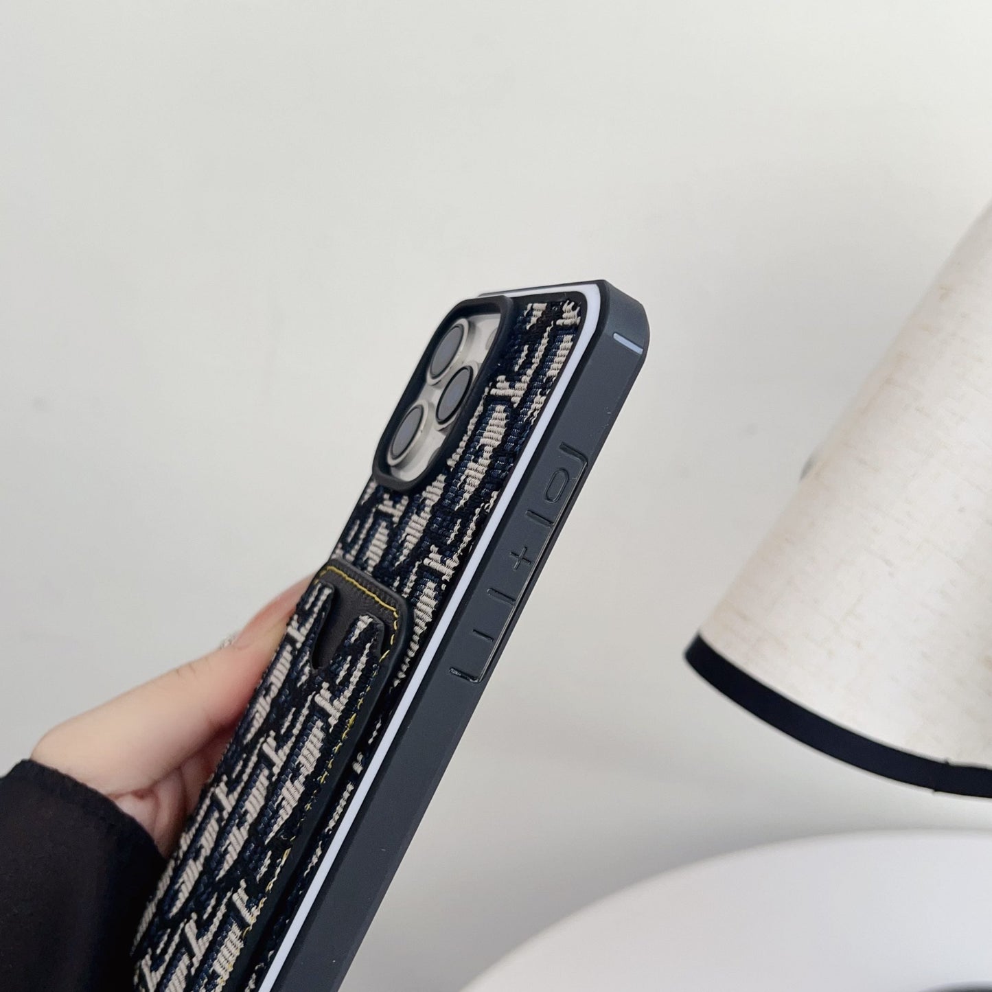 Dior Fabric iPhone Case Card Slot for 12 16 Pro Max Plus