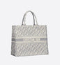 DIOR LARGE BOOK TOTE GRAY DIOR OBLIQUE EMBROIDERY