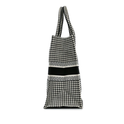 Dior Large Canvas Houndstooth Embroidered Book Tote