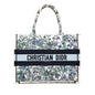 Dior Medium Canvas Embroidered Flowers Book Tote