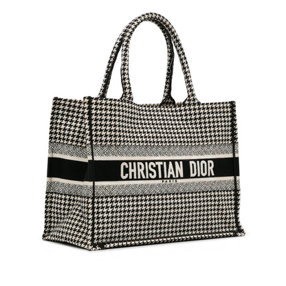 Dior Medium Houndstooth Embroidered Book Tote
