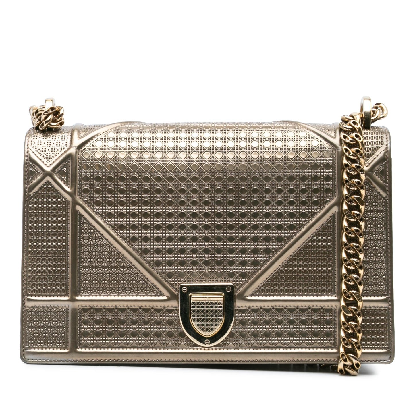 Dior Medium Metallic Patent Microcannage Diorama Flap