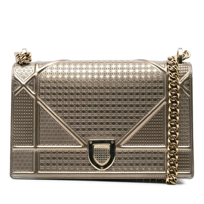 Dior Medium Metallic Patent Microcannage Diorama Flap