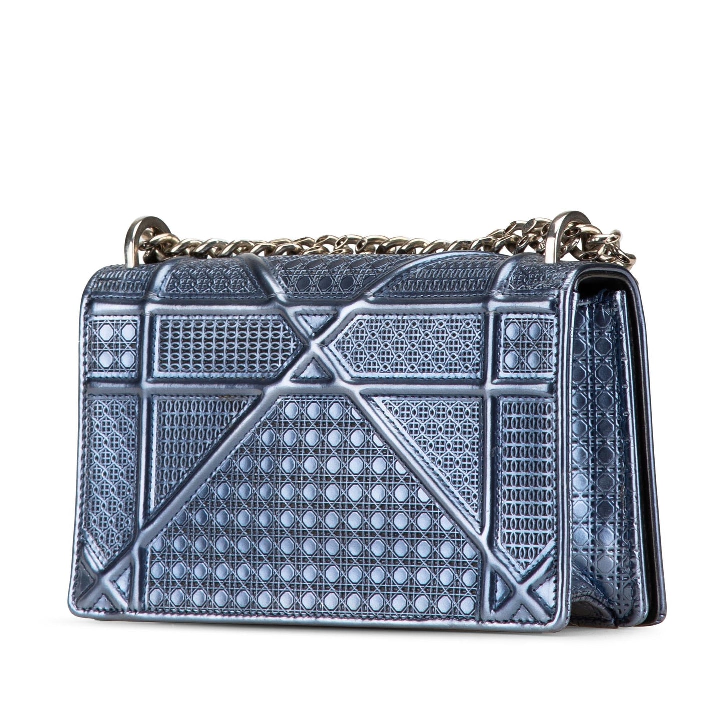 Dior Mini Metallic Patent Microcannage Diorama Flap