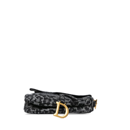 Dior Mizza Embroidered Canvas Leopard Saddle Bag