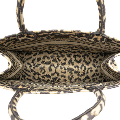 Dior Mizza Medium Embroidered Canvas Leopard Book Tote