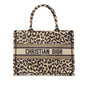 Dior Mizza Medium Embroidered Canvas Leopard Book Tote