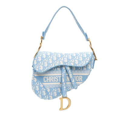 Dior Oblique Embroidered Canvas Saddle Bag