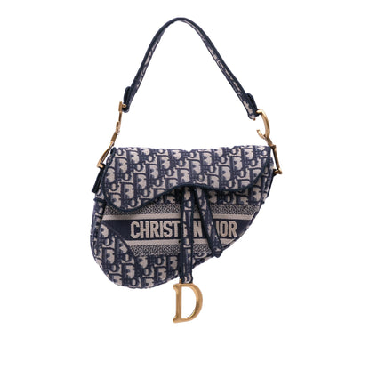 Dior Oblique Embroidered Canvas Saddle Bag