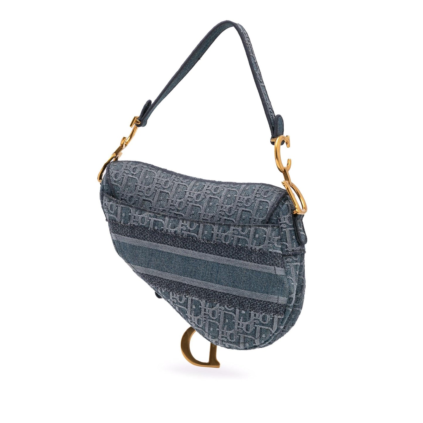 Dior Oblique Embroidered Denim Saddle Bag