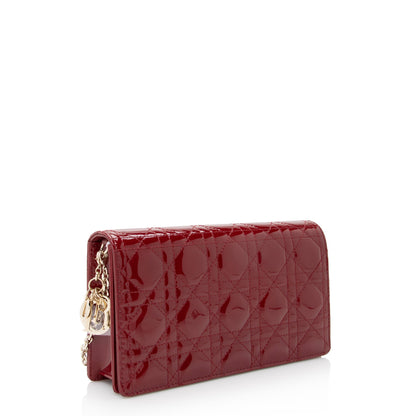 Dior Patent Leather Cannage Dior Chain Pouch (SHF-22842)