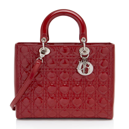 Dior Cannage Patent Leather Dior Large Tote