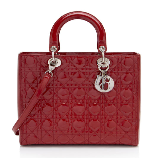 Dior Cannage Patent Leather Dior Large Tote