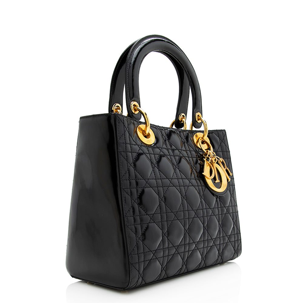 Dior Patent Leather Dior Medium Tote (SHF-20993)