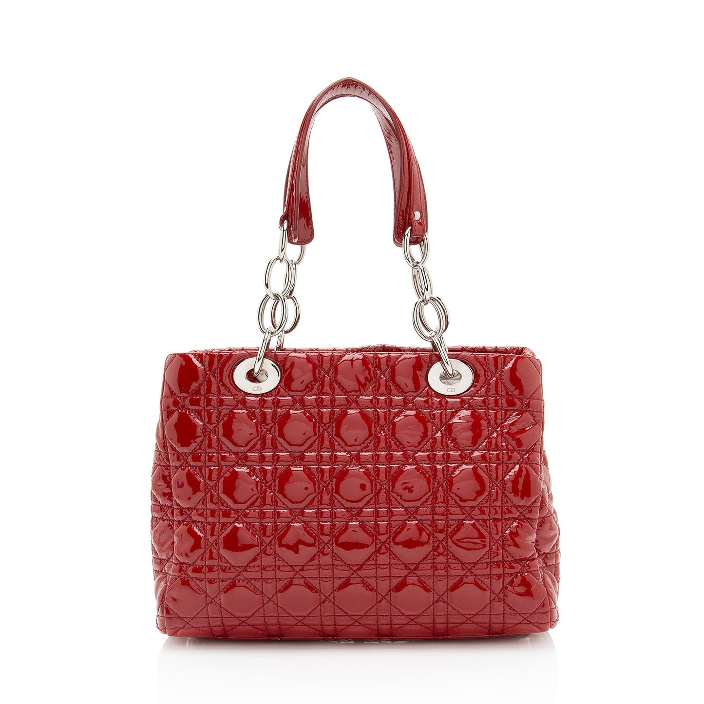 Dior Patent Leather Soft Cannage Dior Small Shopping Tote (SHF-vm0Byx)