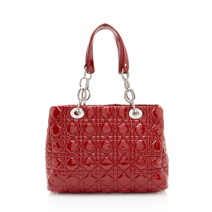 Dior Patent Leather Soft Cannage Dior Small Shopping Tote (SHF-vm0Byx)
